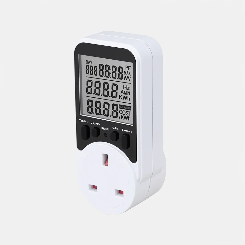 E-bike charging energy and electricity cost meter plug