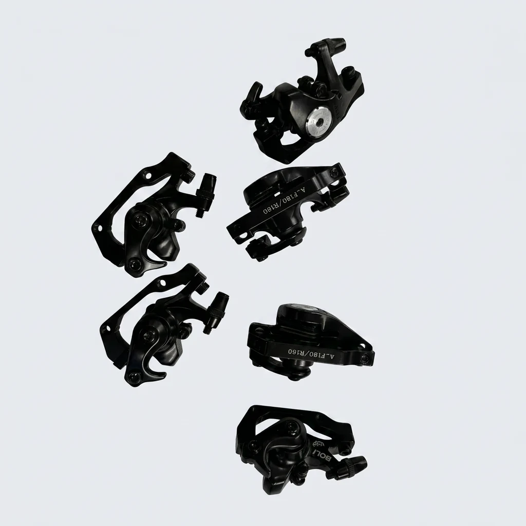 Mechanical front and rear disc brake calipers for 160 mm and 180 mm rotors